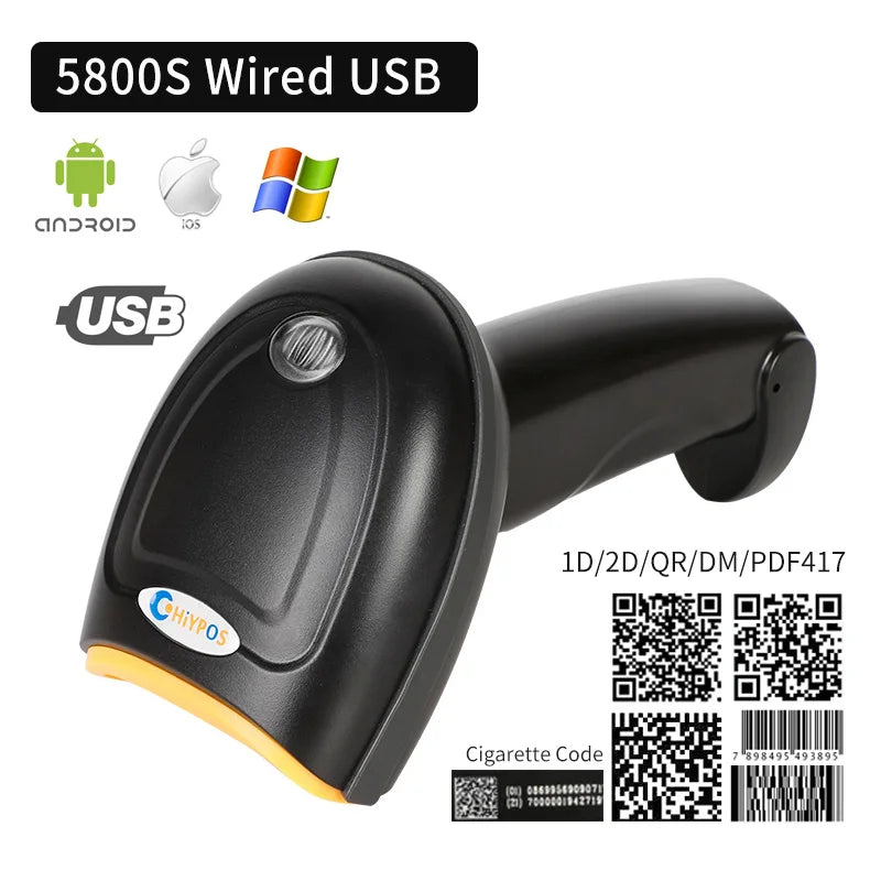 CHIYI 1D/2D Supermarket Handhel Barcode Bar Code Scanner Reader QR PDF417 Bluetooth 2.4G Wireless &Wired USB Platform