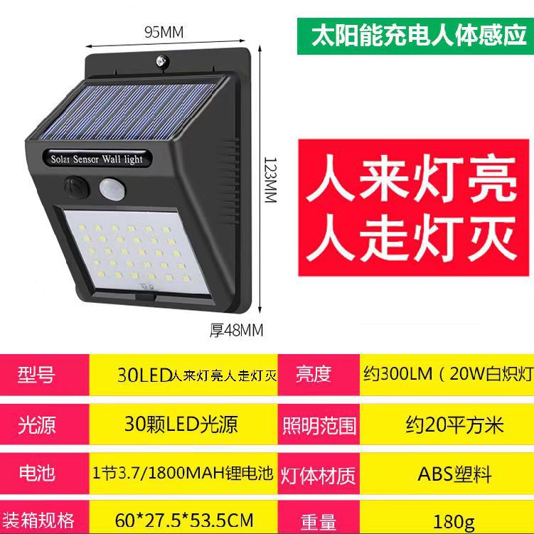Solar Lamp Outdoor Lighting Garden Lamp Human Body Sensor Super Bright Waterproof Wall Lamp New Rural Home Outdoor Street Lamp