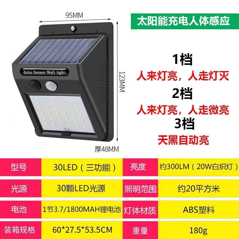 Solar Lamp Outdoor Lighting Garden Lamp Human Body Sensor Super Bright Waterproof Wall Lamp New Rural Home Outdoor Street Lamp