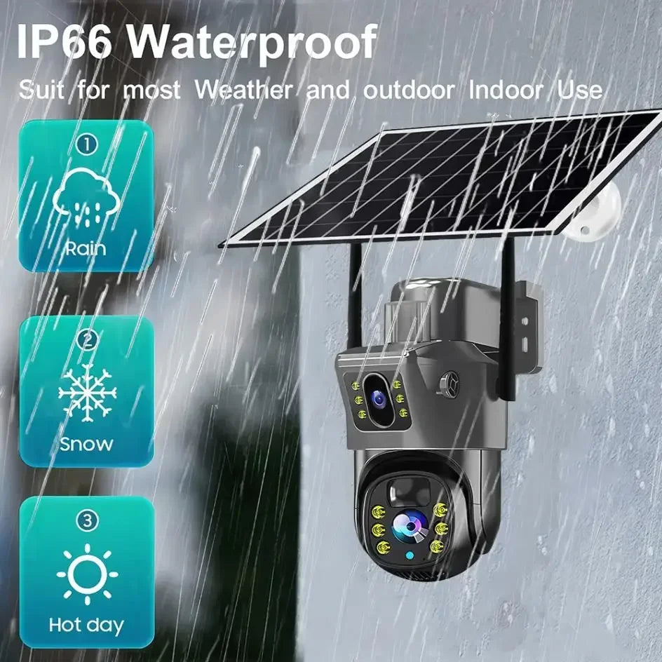 2026 Outdoor 4K 8MP Wireless Solar Camera 4G Sim Dual Lens Wifi IP PIR HD Night Vision Camera V380Pro PTZ Security CCTV Monitor