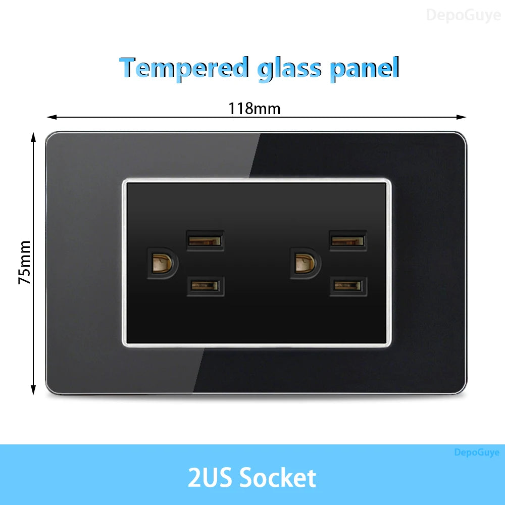 American Thai Standard USB Type-C 20W Fast Charging Power Outlet, Mexico with Smart USB C 3A Socket Wall Electric Light Switch