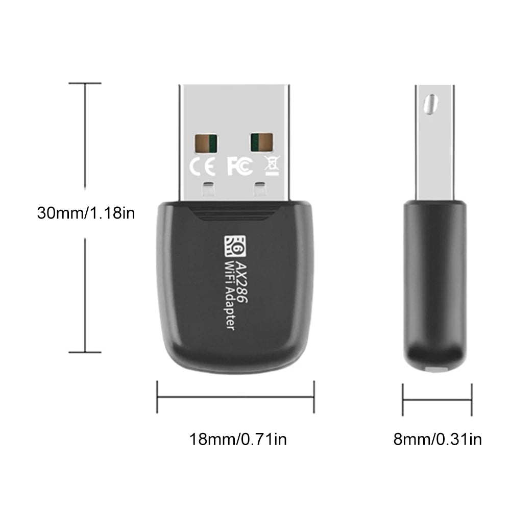 WIFI 6 USB Dongle Mini USB WiFi Card Adapter Driver Free Wi-Fi Lan Adapter 2.4GHz 286.8Mbps For PC Laptop Windows 7 10 11