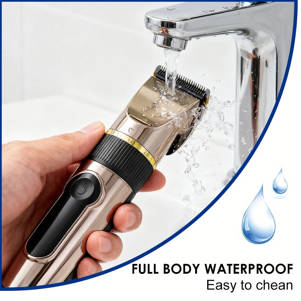 Professional Hair Clipper Ceramic Blade Male Hair Trimmer LED Display Haircut Machine USB Charging