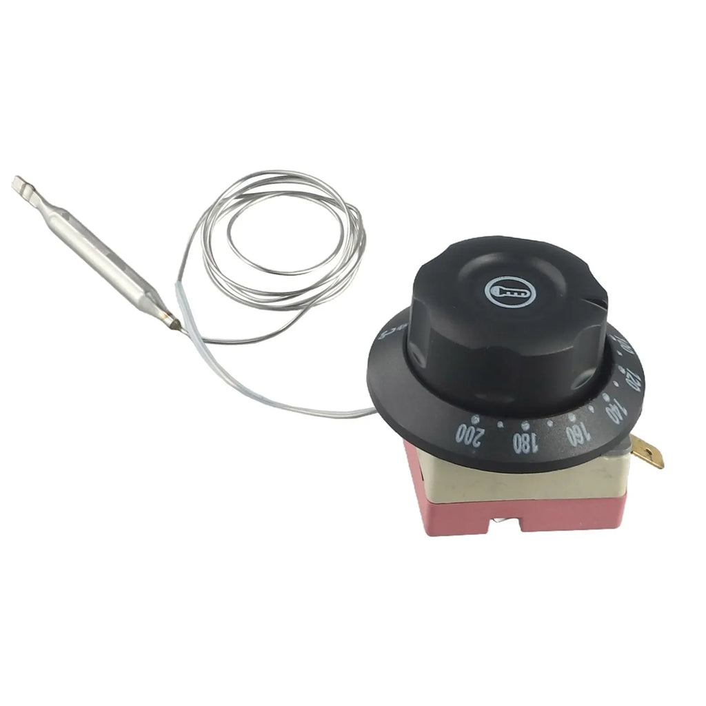 Electric Oven Thermostat Adjustable Temperature Controller Switch 60-200℃ 2 Pin 60-200 Degrees Electric Oven Fryer Knob Thermost