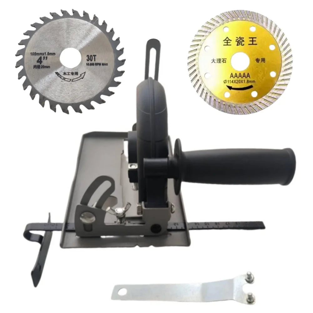 Dust Free 45° Adjustable Cutting Depth Positioning Bracket Angle Grinder Retrofit Cutting Machine Slotting Base for 100-125MM