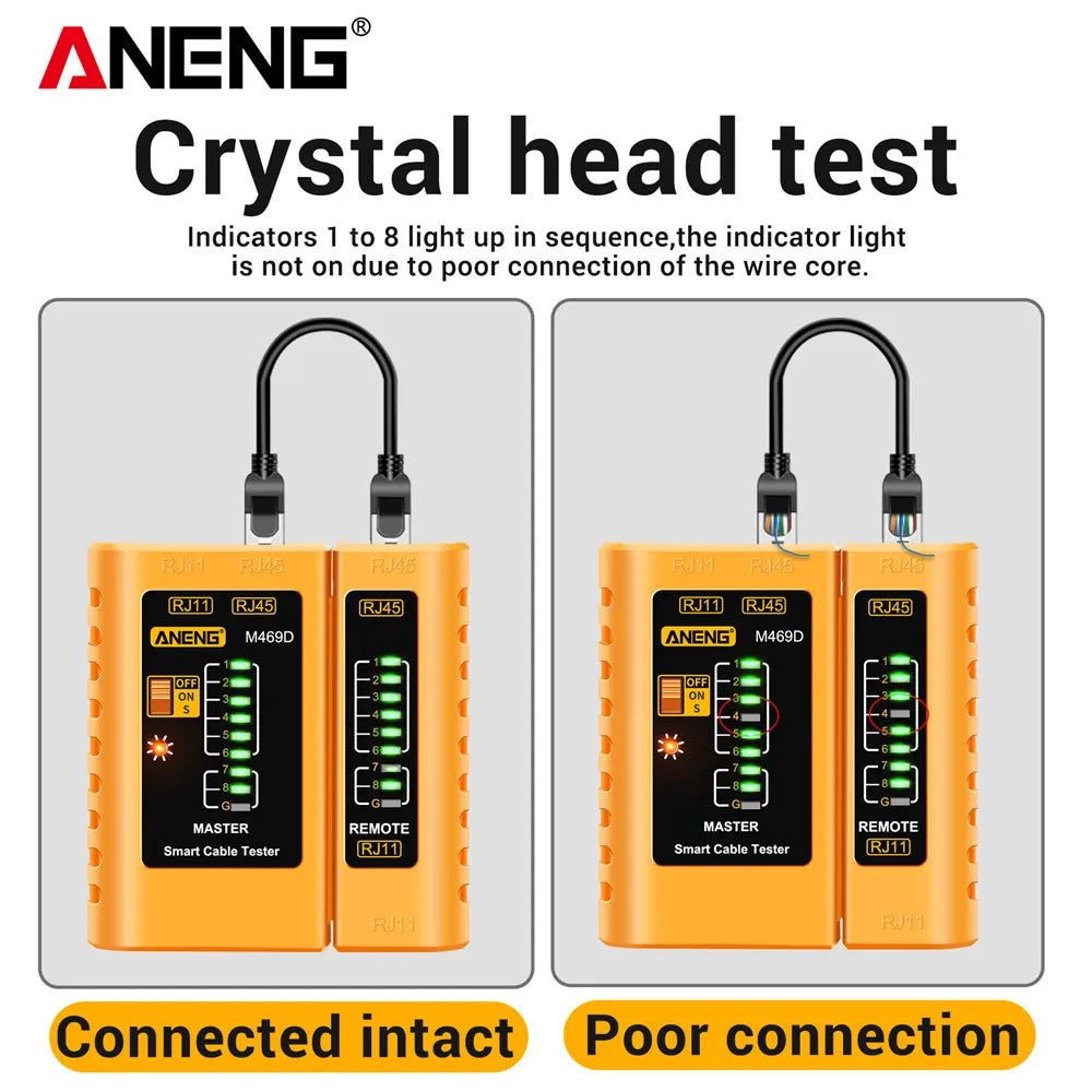 Professional Network Analyzer Tester M469D Cable LAN RJ45 RJ11 RJ12 CAT5 UTP LAN Cable Tester Networking Tool Network Repair Too