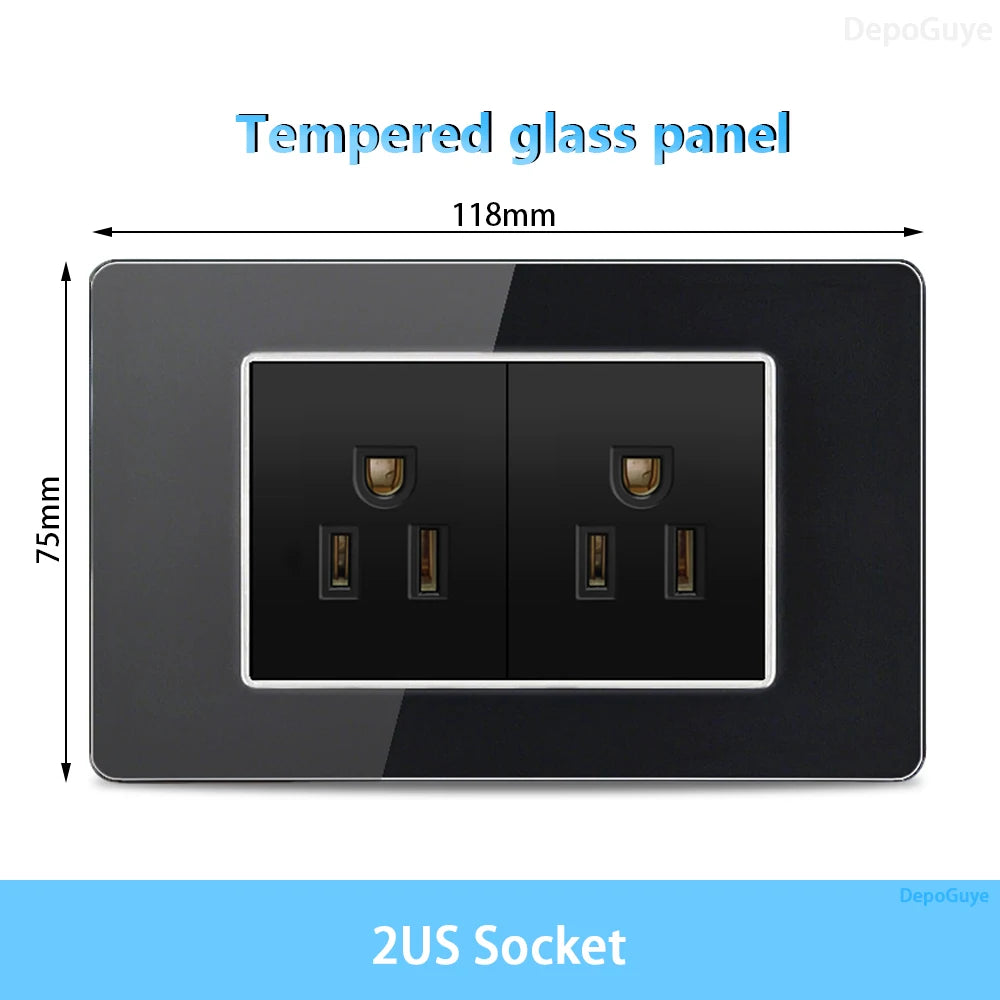 American Thai Standard USB Type-C 20W Fast Charging Power Outlet, Mexico with Smart USB C 3A Socket Wall Electric Light Switch