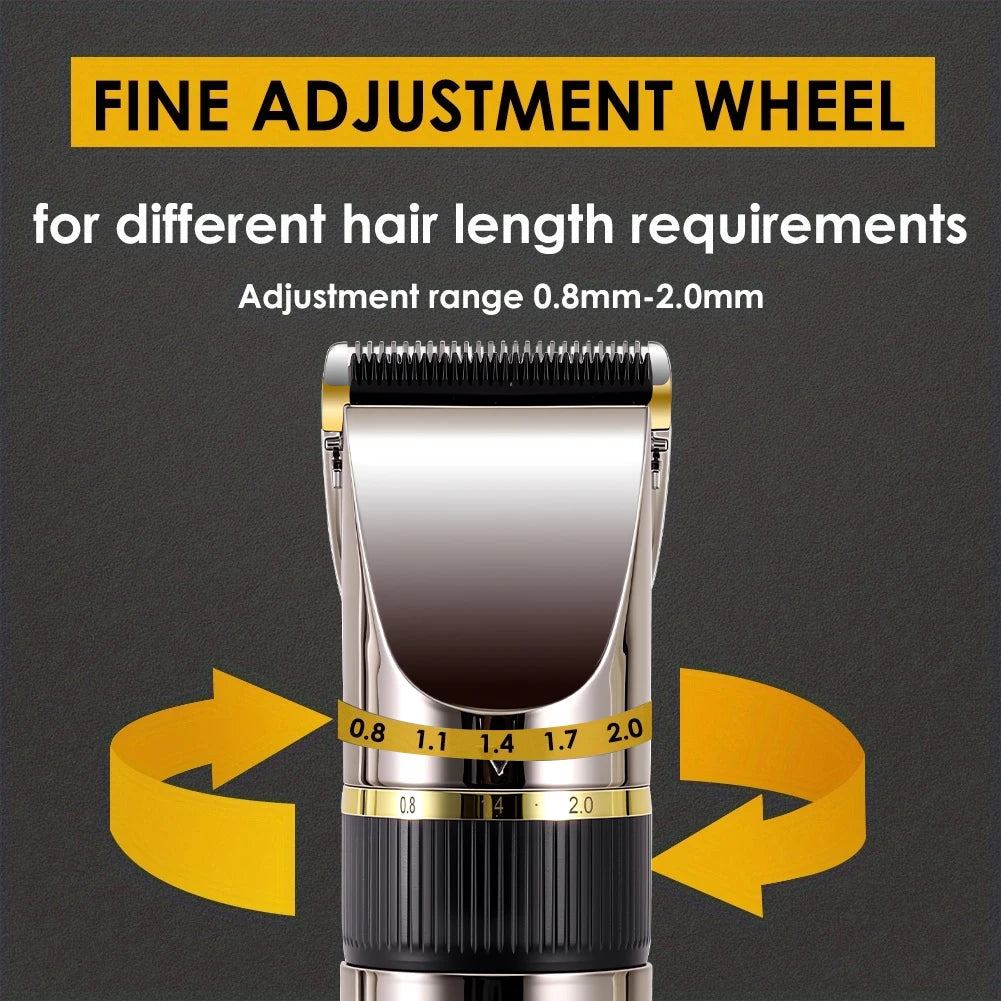 Professional Hair Clipper Ceramic Blade Male Hair Trimmer LED Display Haircut Machine USB Charging