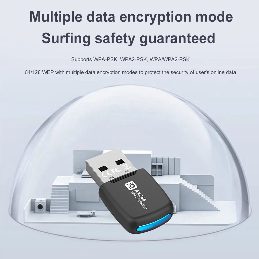 Mini USB WIFI 6 Dongle Mini USB WiFi Card Adapter AX286 2.4GHz Driver Free 286.8Mbps For PC Laptop Windows 7 10 11