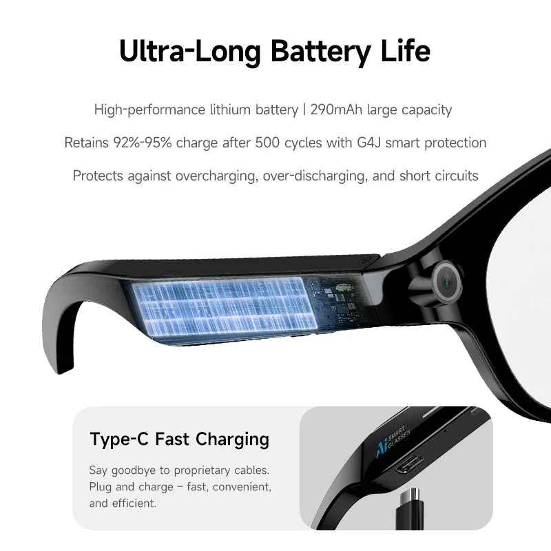 Lenovo Smart AI Camera Glasses 800MP Multifunctional Photochromic Glasses Bluetooth Calling Photo Video Music Translation New