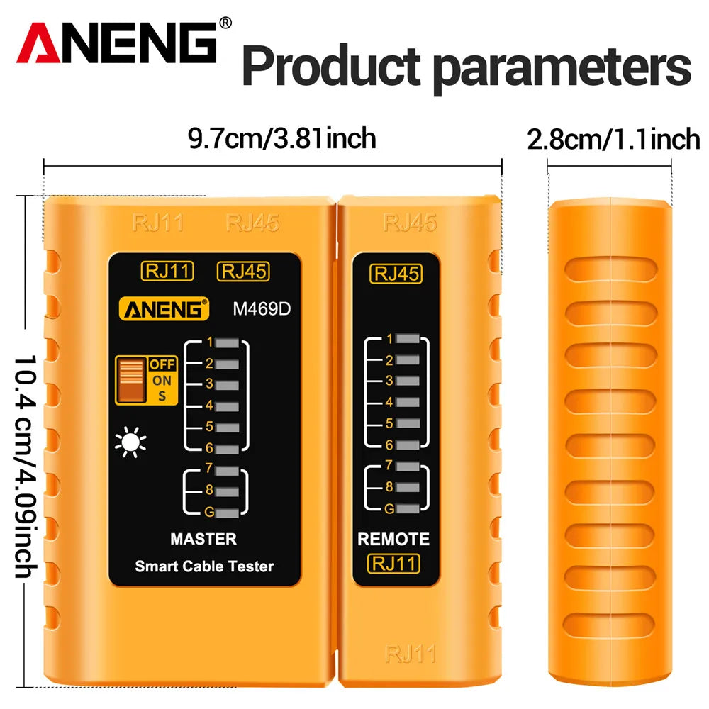 Professional Network Analyzer Tester M469D Cable LAN RJ45 RJ11 RJ12 CAT5 UTP LAN Cable Tester Networking Tool Network Repair Too