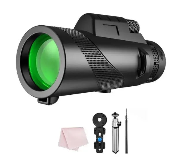 80x100 HD Monocular for Smartphone Adapter & Tripod Telescope with BAK4 Prism for Birdwatching, Hunting, Hiking, Outdoor Camping