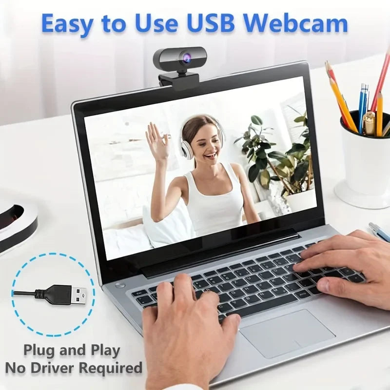 Webcam 1080P Web Cam for Pc Drive-free USB Rotatable Camera with Microphone for Desktop Computer for Video Calling Conference