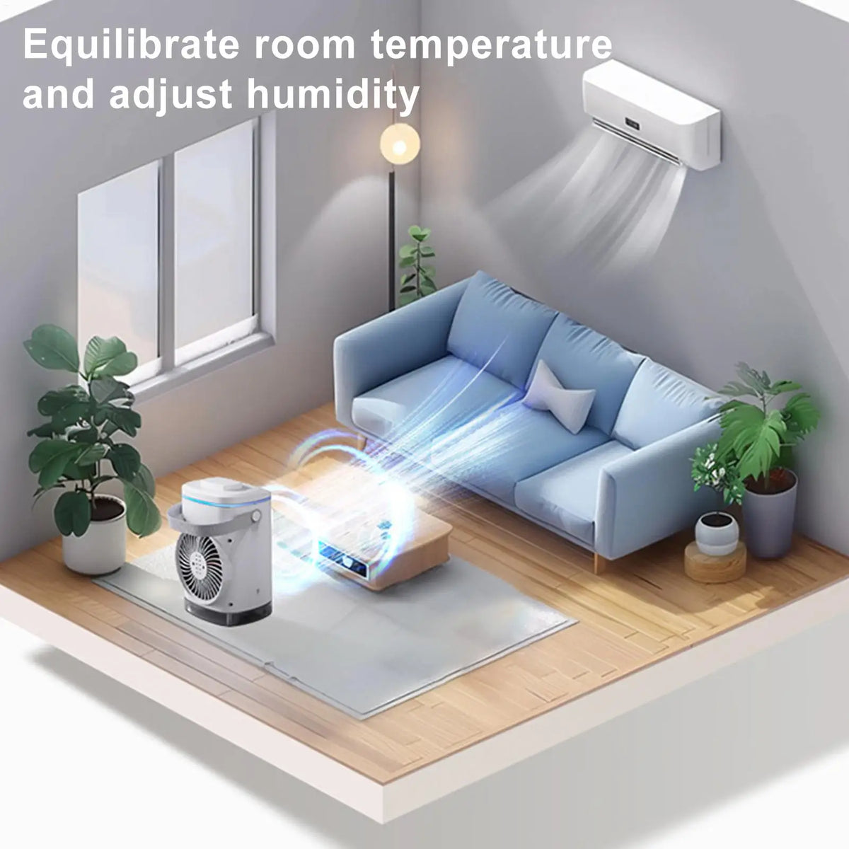 Multi-function Portable Cooling Fan Air Cooler Spray Conditioner USB Air Cooler Fan Quiet Evaporative Cool Gadgets with Timer