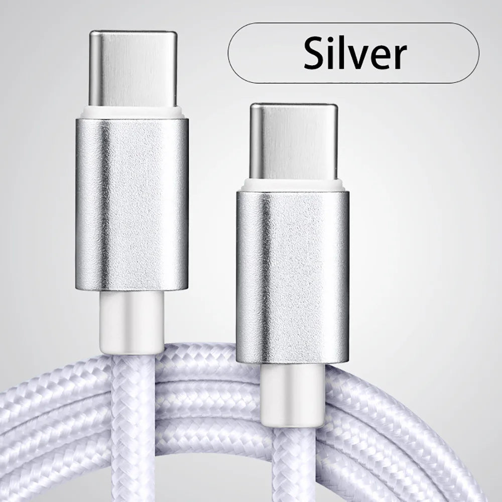 66W 5A USB C To Type C Fast Charging Data Cable USB Type C to Type-C Nylon Braided Quick Charge Charger Adapter Cable 1m 2m 3m