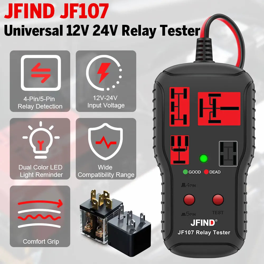 Newest Relay Tester 12V 24V Universal Electronic Automotive Car Circuit Detector Battery Checker Auto Repair Tool Voltage Tester