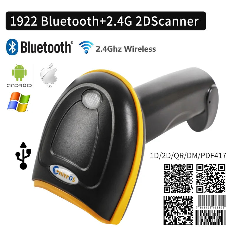 CHIYI 1D/2D Supermarket Handhel Barcode Bar Code Scanner Reader QR PDF417 Bluetooth 2.4G Wireless &Wired USB Platform
