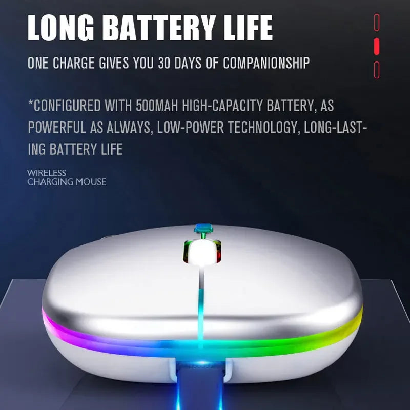 Tablet Phone Computer Bluetooth Wireless Mouse Charging Luminous 2.4G USB Wireless Mouse Portable Mouse