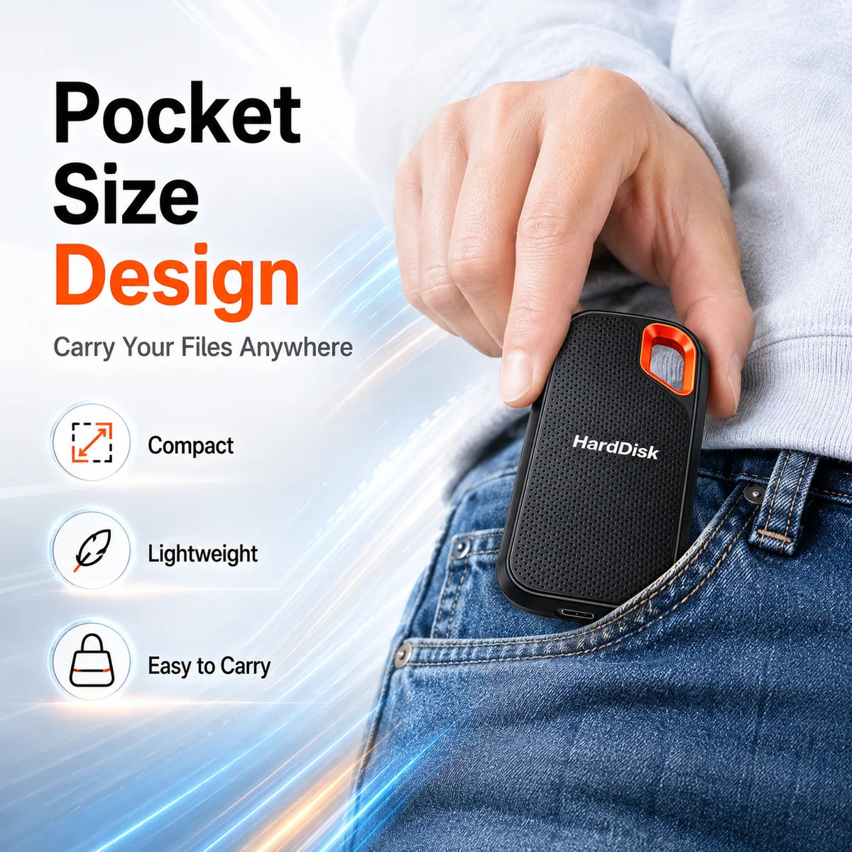 Compact External Hard Drive 1TB 2TB Portable SSD USB3.1 Type-C Backup Storage for Laptop MacOS Phone