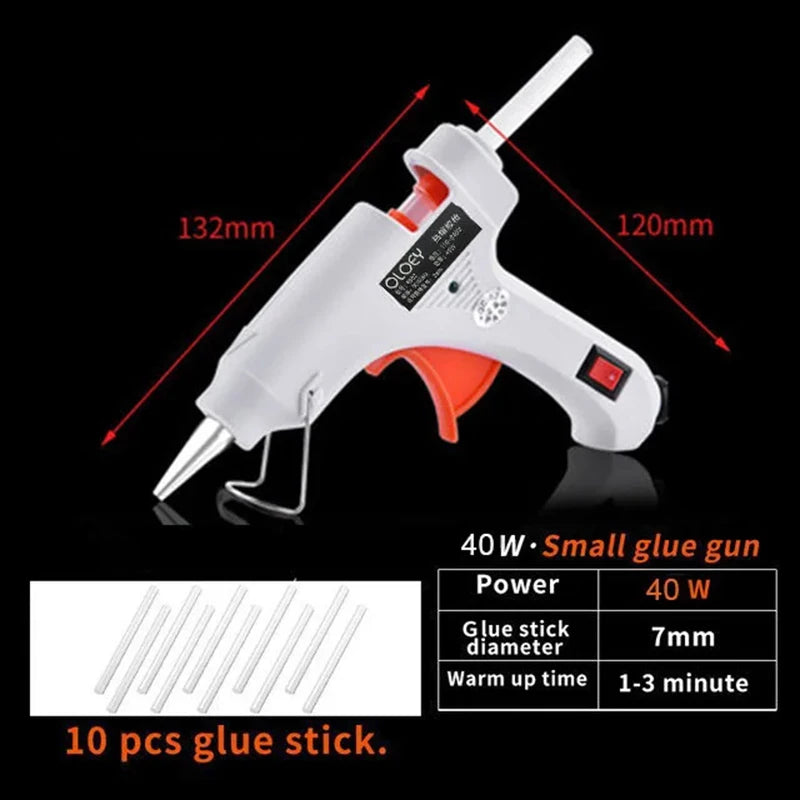 Hot Melt Glue GunWith 10pcs Glue Stick Mini Indusrial Adhesive Hot Gun Electric Heat Temperature Gun Repair Tool
