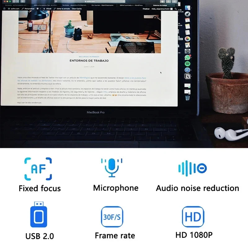 Webcam 1080P Web Cam for Pc Drive-free USB Rotatable Camera with Microphone for Desktop Computer for Video Calling Conference