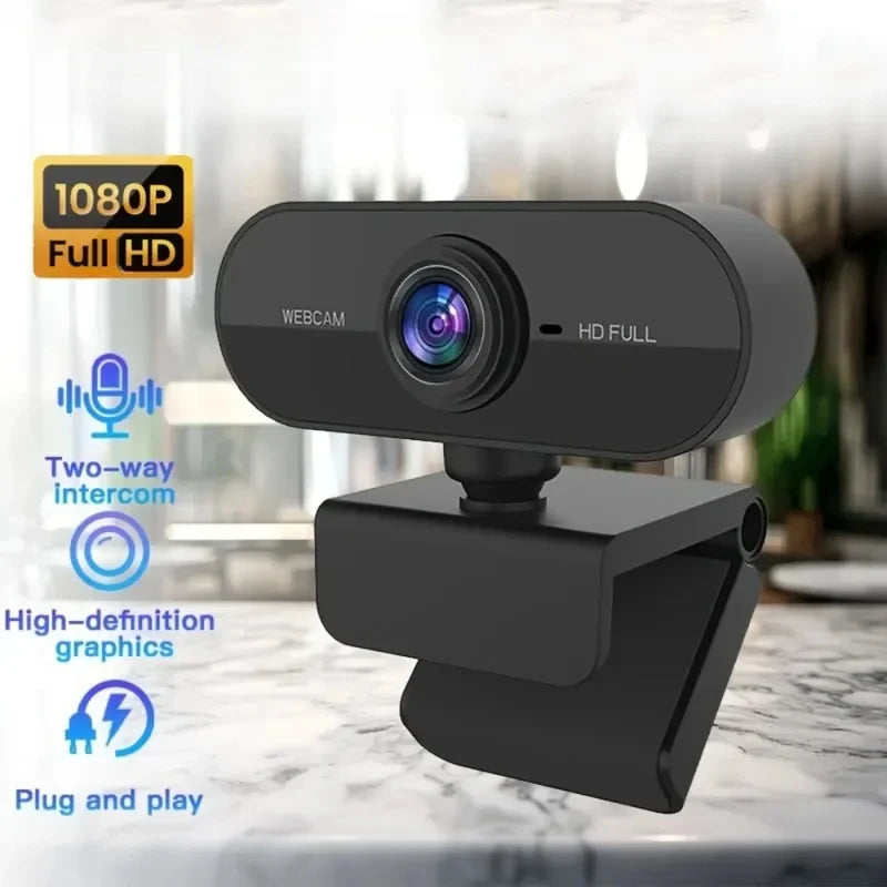 Webcam 1080P Web Cam for Pc Drive-free USB Rotatable Camera with Microphone for Desktop Computer for Video Calling Conference