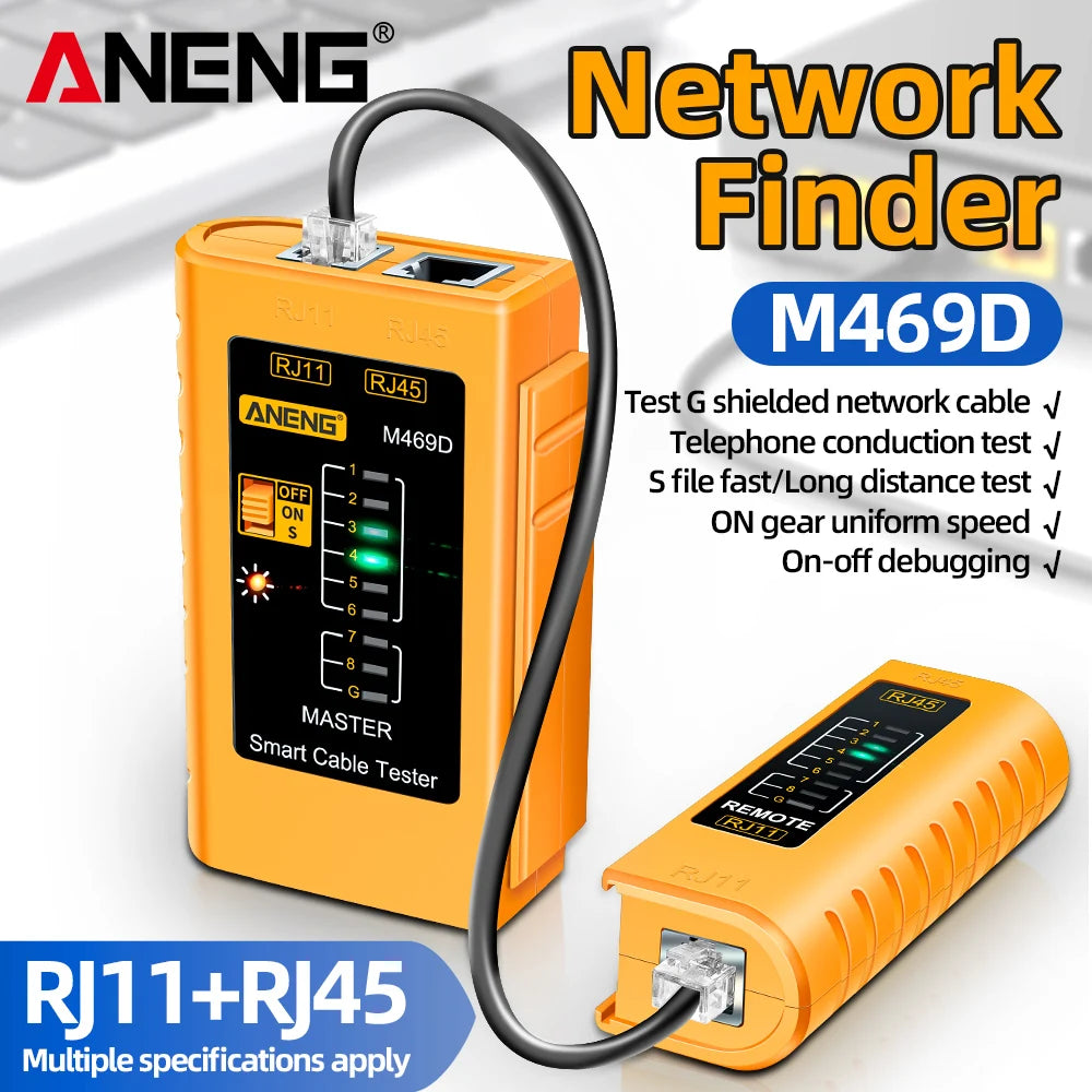 Professional Network Analyzer Tester M469D Cable LAN RJ45 RJ11 RJ12 CAT5 UTP LAN Cable Tester Networking Tool Network Repair Too