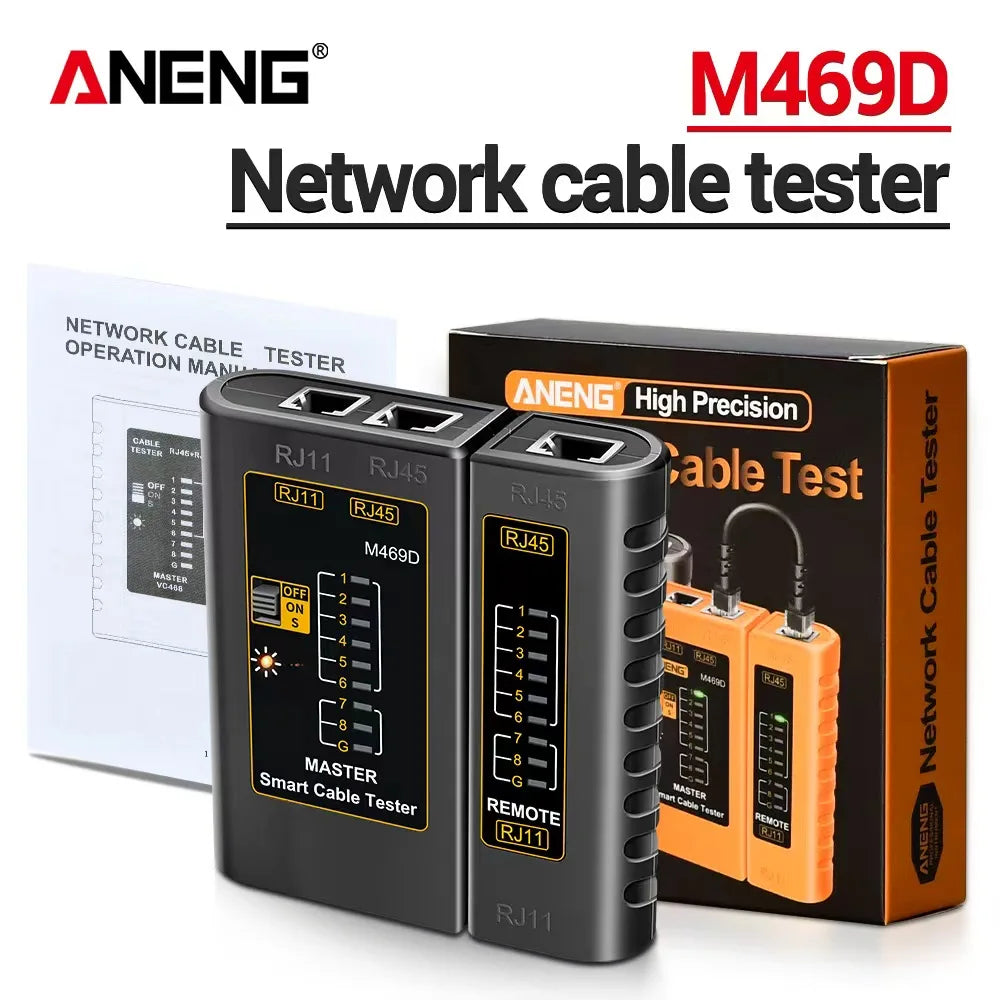 Professional Network Analyzer Tester M469D Cable LAN RJ45 RJ11 RJ12 CAT5 UTP LAN Cable Tester Networking Tool Network Repair Too