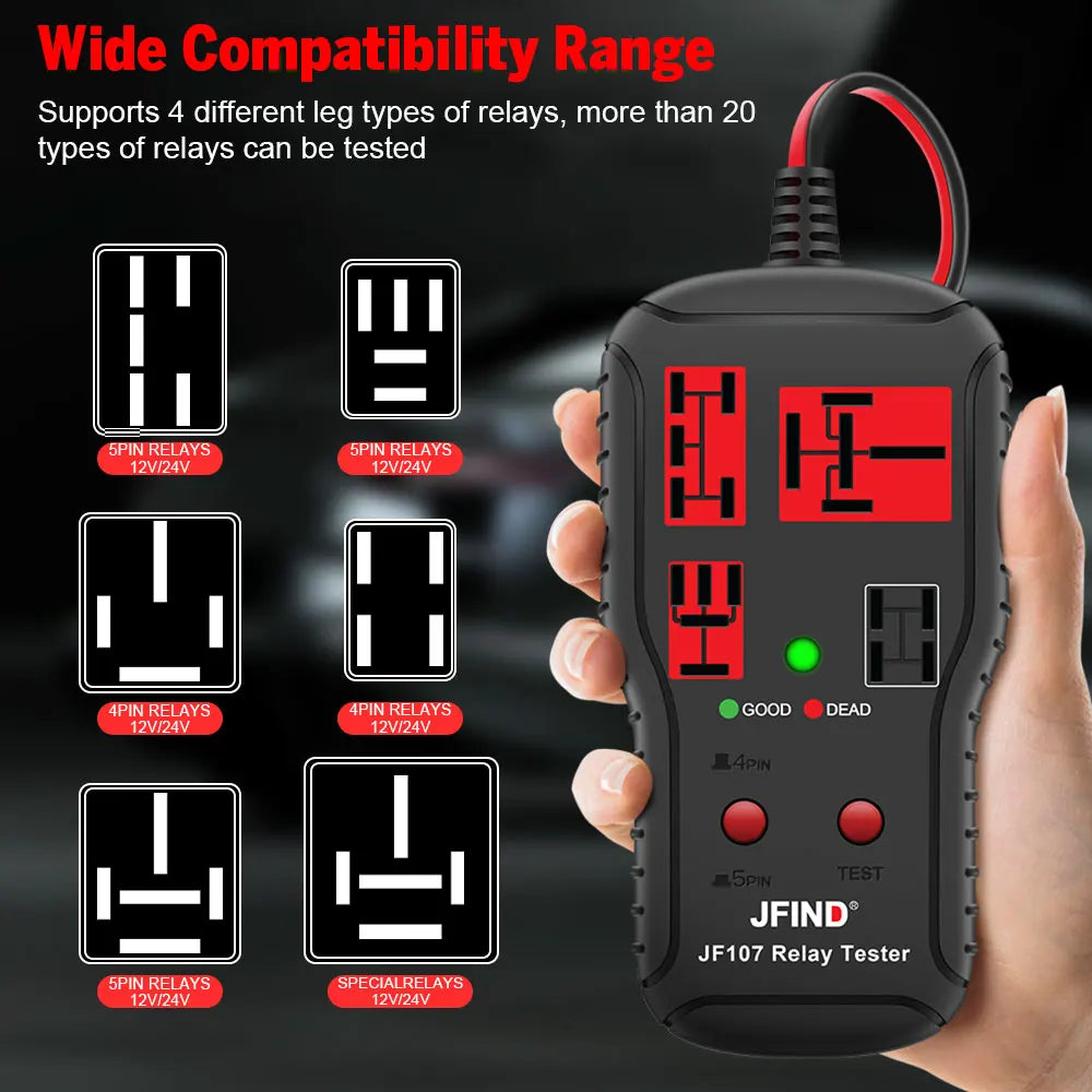 Newest Relay Tester 12V 24V Universal Electronic Automotive Car Circuit Detector Battery Checker Auto Repair Tool Voltage Tester