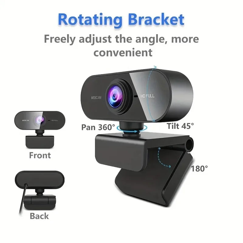 Webcam 1080P Web Cam for Pc Drive-free USB Rotatable Camera with Microphone for Desktop Computer for Video Calling Conference