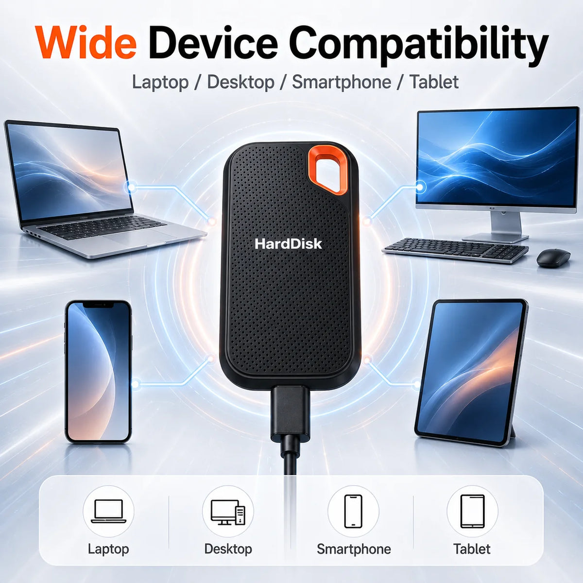 Compact External Hard Drive 1TB 2TB Portable SSD USB3.1 Type-C Backup Storage for Laptop MacOS Phone