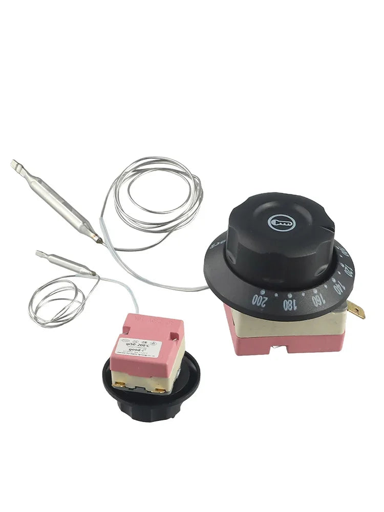 Electric Oven Thermostat Adjustable Temperature Controller Switch 60-200℃ 2 Pin 60-200 Degrees Electric Oven Fryer Knob Thermost
