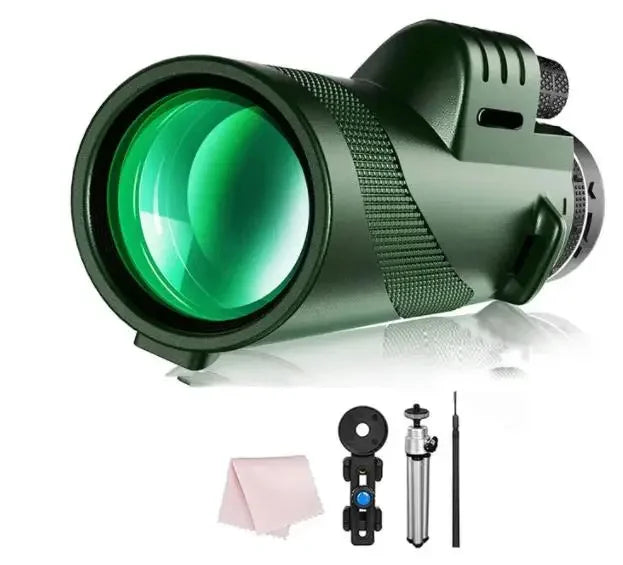 80x100 HD Monocular for Smartphone Adapter & Tripod Telescope with BAK4 Prism for Birdwatching, Hunting, Hiking, Outdoor Camping