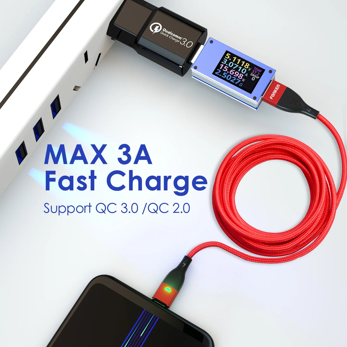 FONKEN Magnetic Micro USB Type C Cable Fast Charging Data Wire Cord Magnet Charger USB Type C Cable For Huawei xiaomi 13 pro