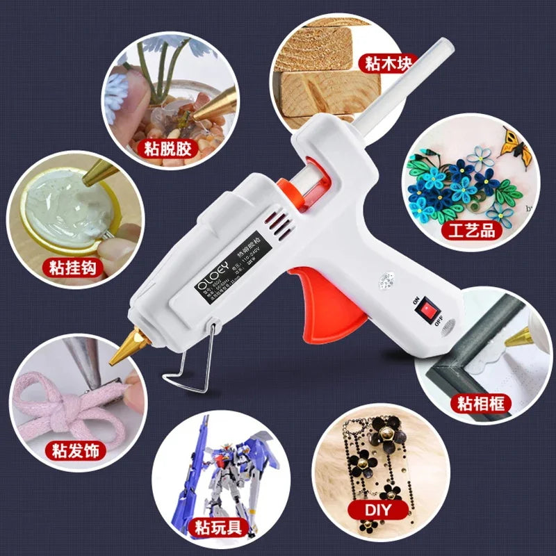 Hot Melt Glue GunWith 10pcs Glue Stick Mini Indusrial Adhesive Hot Gun Electric Heat Temperature Gun Repair Tool